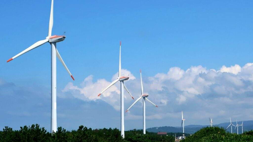 北条砂丘風力発電所の風車群