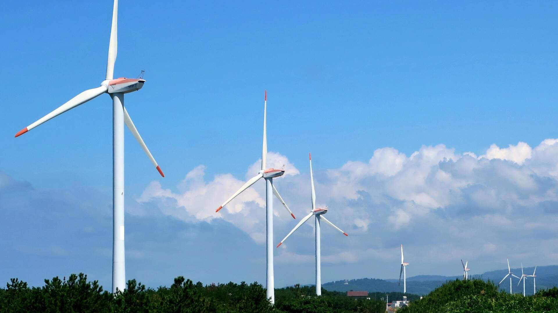 北条砂丘風力発電所の風車群