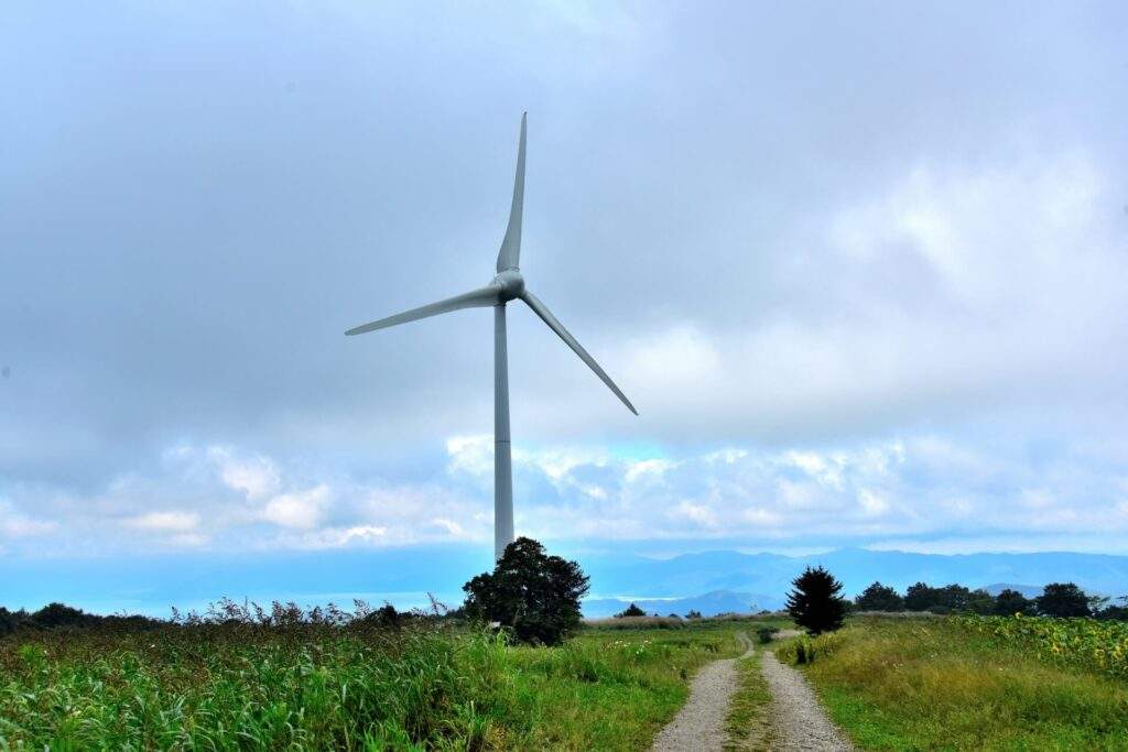 郡山布引高原の道と風車
