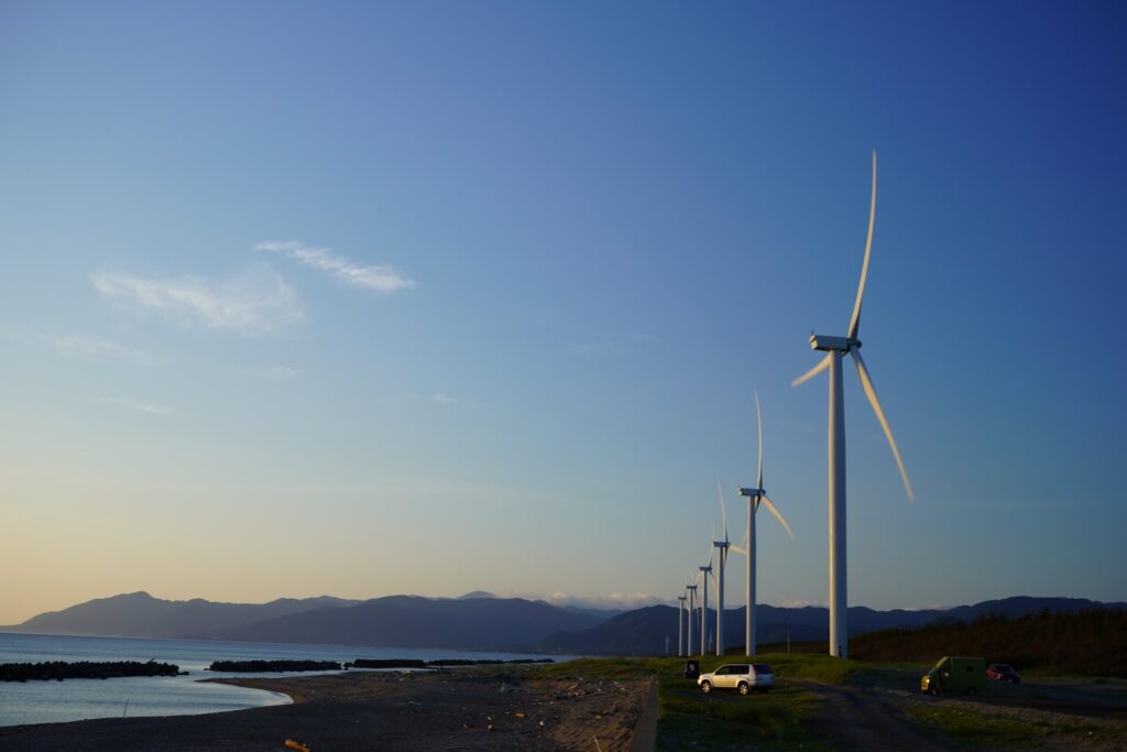 八峰風力発電所の風車