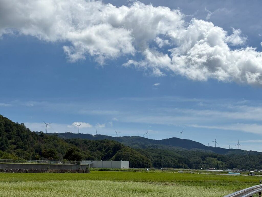 かわうち⻤太郎⼭⾵⼒発電所の風車群